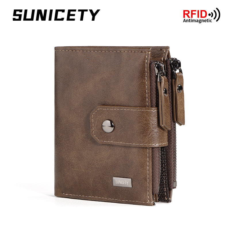 Leather Wallet Men - Anti-TheftCross-Border Business Leather Slim Short Wallet