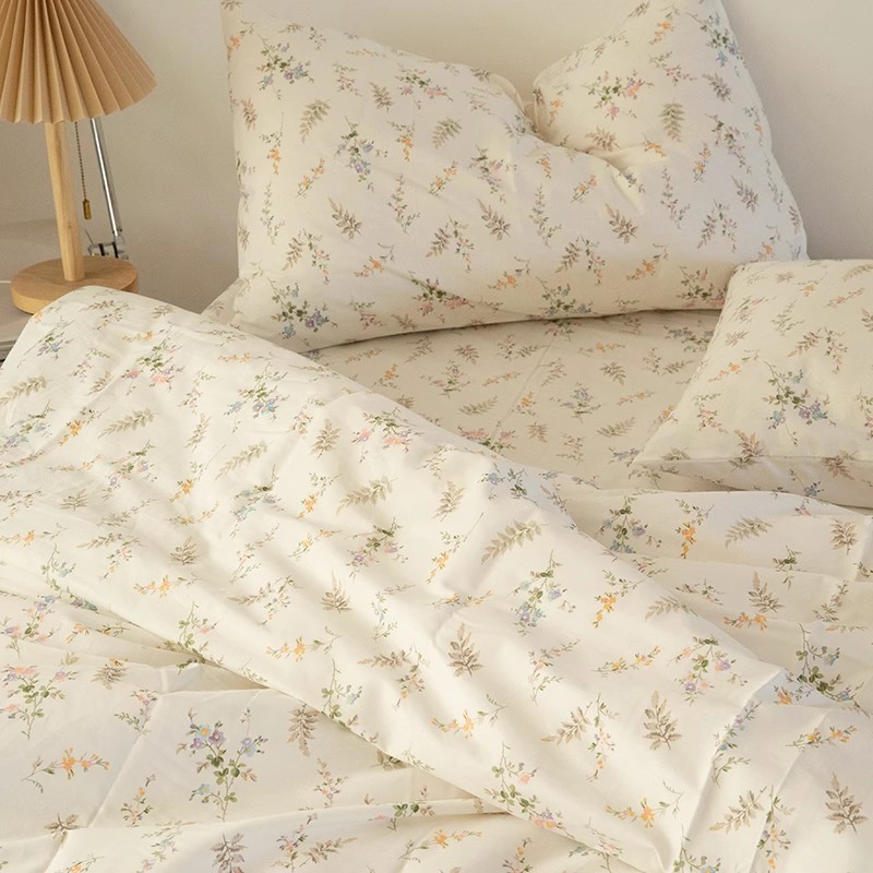 Silk Pillowcase - INS Fresh Pastoral Floral Bedding Set