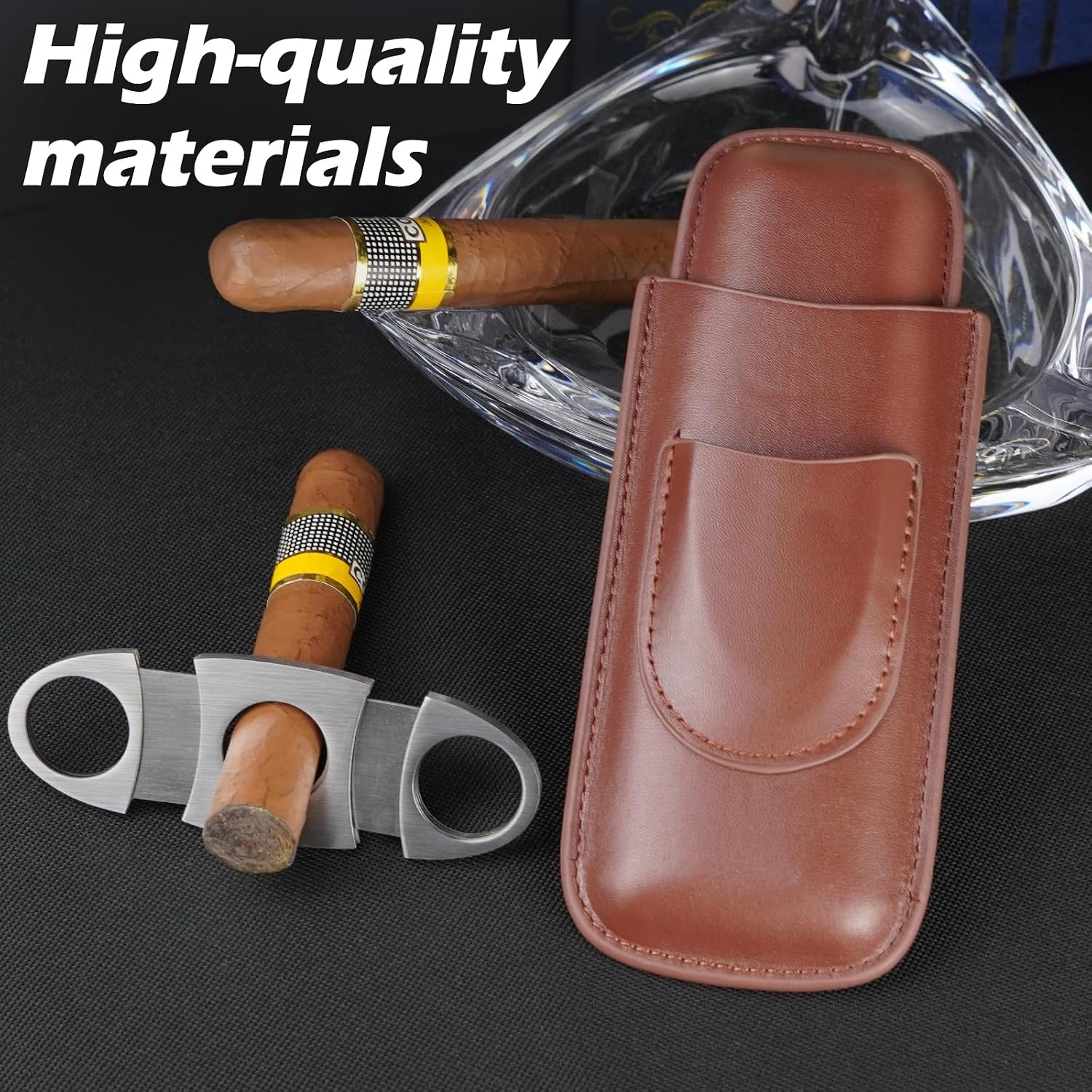 Portable 2-Finger Leather Ciga - Premium Cigar Case recension och pris