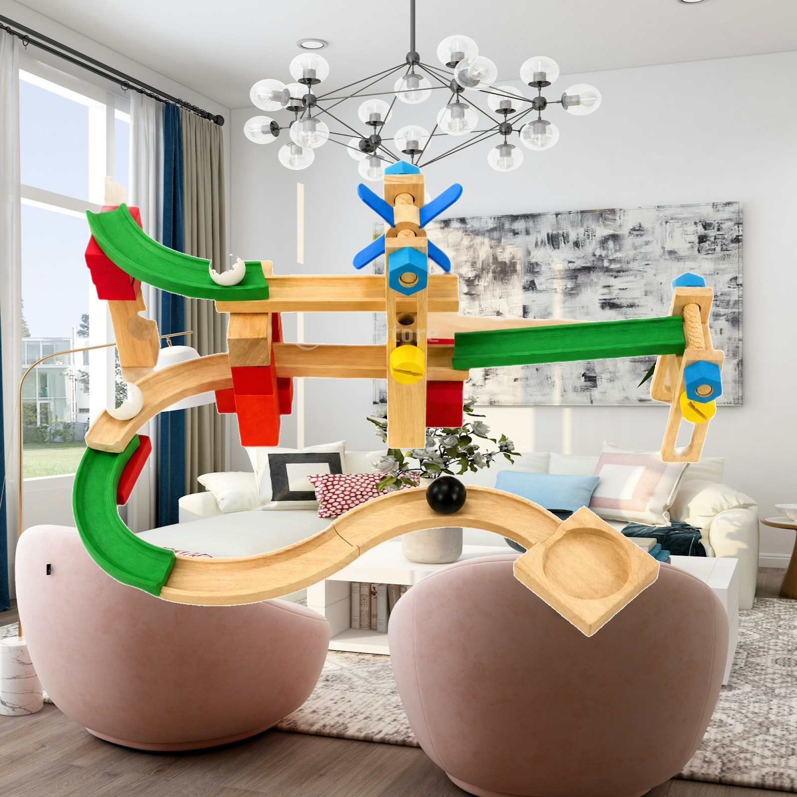Wooden Marble Run Track for Ki - Marble Coaster Set recension och pris