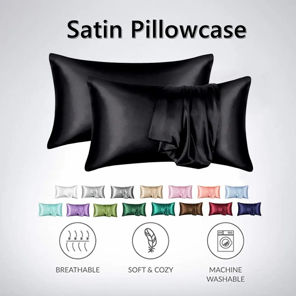2pcs/lot Solid Silky Satin Ski - Silk Pillowcase recension och pris